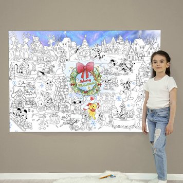 Дитяча велика МЕГА розмальовка  150х100 «Новорічний Дісней» РК017 фото