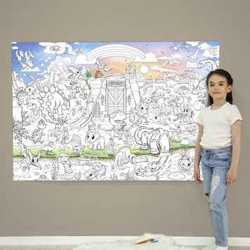 Дитяча велика МЕГА розмальовка 150х100 «Діно» РК020 фото
