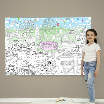 Дитяча велика МЕГА розмальовка 150х100 «Свінка Пепа» РК024 фото