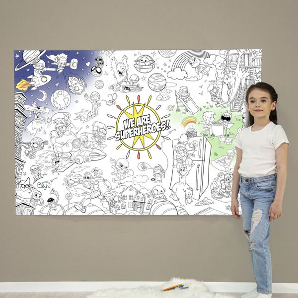 Дитяча велика МЕГА розмальовка 150х100 «Супер герої» РК001 фото